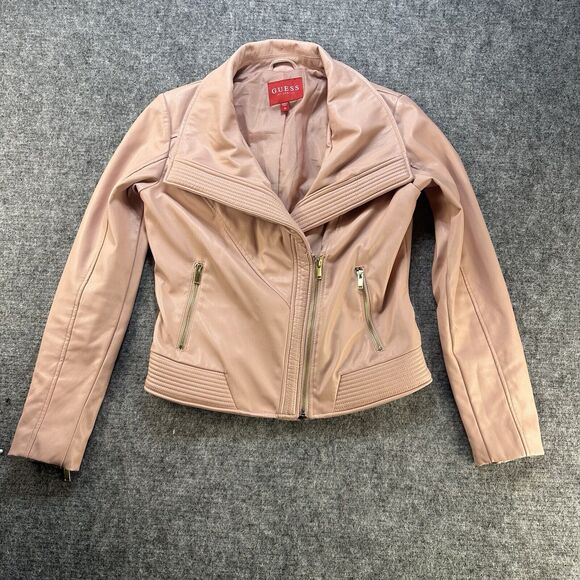 Guess Jackets & Blazers - Guess Jacket Womens Medium Pink Faux Leather Vegan Moto